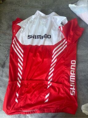 Shimano Red and White Performance Cycling Jersey - PREOWNED, GOOD CONDITION